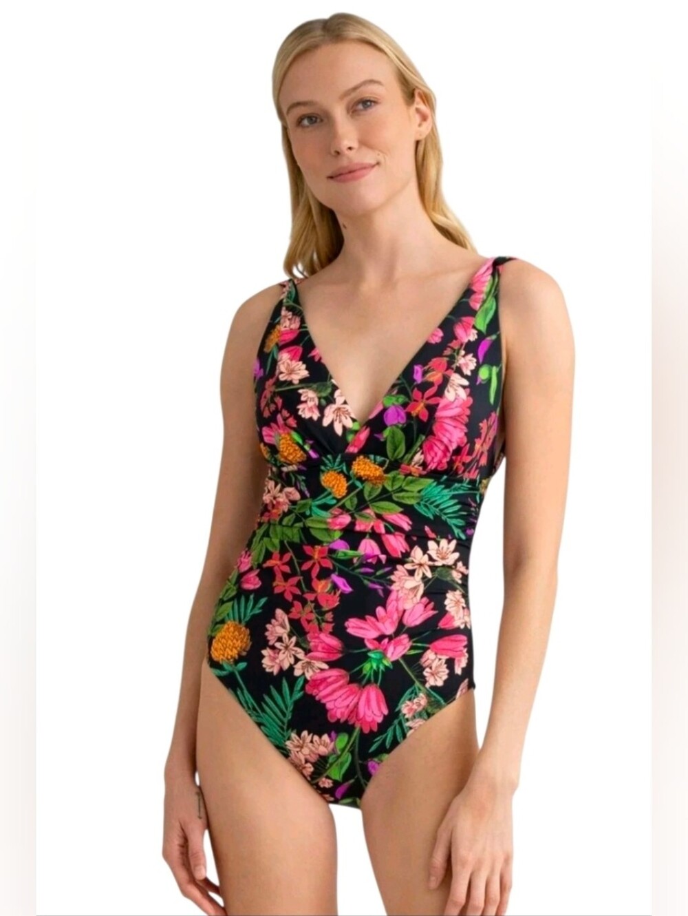 Women's Time and Tru Plunge One Piece Swimsuit Size M(8-10) NWOT